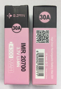 2 x Eizfan IMR 20700 4300mAh Li-Mn Rechargeable 3.7v 30a High Drain Battery Efan